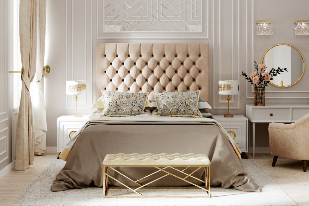 Sypialnia w stylu glamour – jak ją urządzić? Meble, dodatki, kolory