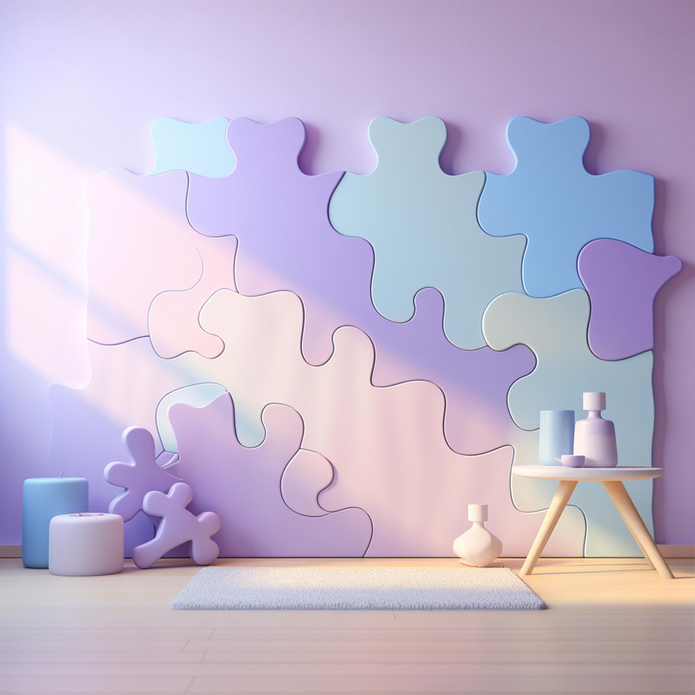 puzzle na ścianie w pokoju dziecięcym